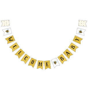 Welkomstbanner bij Baby shower bijen Vlaggetjes