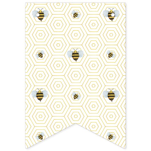 Welkomstbanner bij Baby shower bijen Vlaggetjes (Eerste vlag)