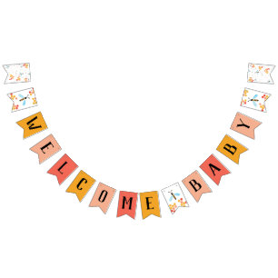 Welkomstbanner bij Baby shower bijen Vlaggetjes