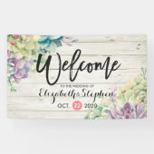 Welkomstbanner Succulent Plant Rustic Wood Spandoek (Horizontaal)