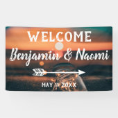 Welkomstbanner van String Lights Wedding Spandoek (Horizontaal)