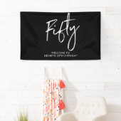 Welkomstbanner voor Black & White 50th Birthday Pa Spandoek (Insitu)
