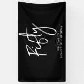 Welkomstbanner voor Black & White 50th Birthday Pa Spandoek (Verticaal)