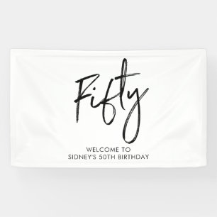 Welkomstbanner voor Black & White 50th Birthday Pa Spandoek