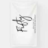 Welkomstbanner voor Black & White 50th Birthday Pa Spandoek (Verticaal)