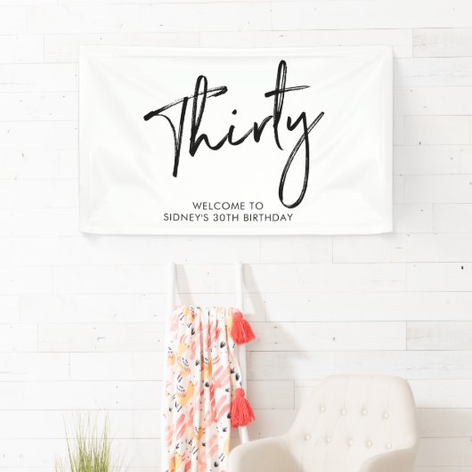 Welkomstbanner voor Black & White Birthday Party Spandoek (Insitu)