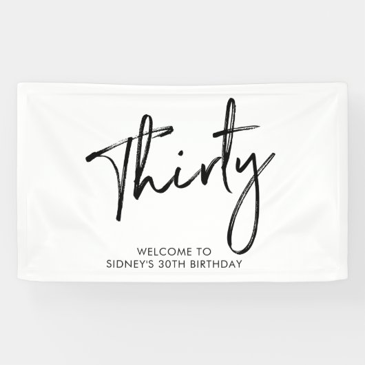 Welkomstbanner voor Black & White Birthday Party Spandoek (Horizontaal)