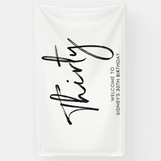 Welkomstbanner voor Black & White Birthday Party Spandoek (Verticaal)