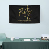 Welkomstbanner voor Gold & Black 50th Birthday Par Spandoek (Beurs)