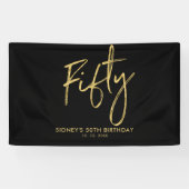 Welkomstbanner voor Gold & Black 50th Birthday Par Spandoek (Horizontaal)