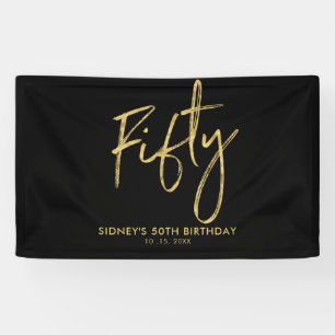 Welkomstbanner voor Gold & Black 50th Birthday Par Spandoek