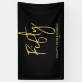 Welkomstbanner voor Gold & Black 50th Birthday Par Spandoek (Verticaal)