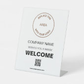Welkomstbedrijf Uw Logo QR-code wit Reclamebord Met Voetstuk (Voorkant)