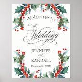 Welkomstbericht Holly and Berries Wedding Poster (Voorkant)