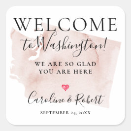 Welkomstbezoekers voor bruiloft vierkante sticker