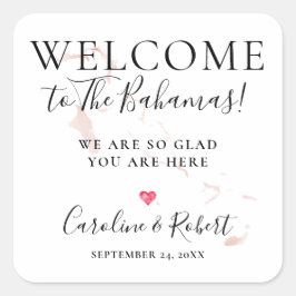 Welkomstbezoekers voor bruiloft vierkante sticker