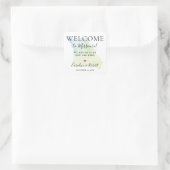 Welkomstbezoekers voor bruiloft vierkante sticker (Tas)