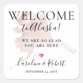 Welkomstbezoekers voor bruiloft vierkante sticker