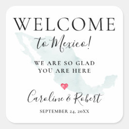 Welkomstbezoekers voor bruiloft vierkante sticker