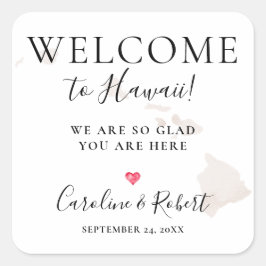 Welkomstbezoekers voor bruiloft vierkante sticker