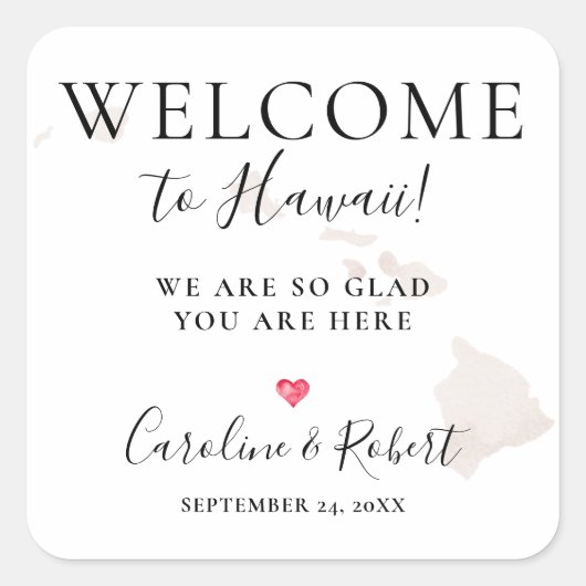 Welkomstbezoekers voor bruiloft vierkante sticker (Voorkant)