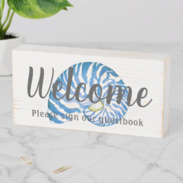 Welkomstboek Nautilus Shell  Houten Kist Print