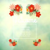 Welkomstboodschap openingstijden winkel bloemmotie raamsticker (Vel 3)