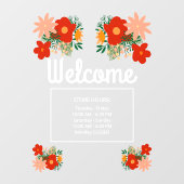Welkomstboodschap openingstijden winkel bloemmotie raamsticker (Vel)