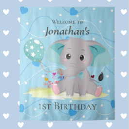 Welkomstbord Aardige Olifant Blauwe Achtergrond Wandkleed