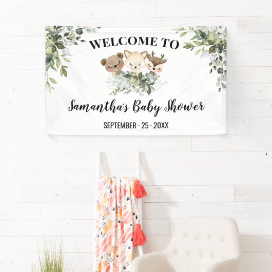 Welkomstbord Baby shower Bosdieren Banner (Insitu)