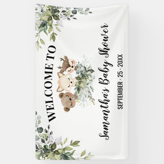 Welkomstbord Baby shower Bosdieren Banner (Verticaal)