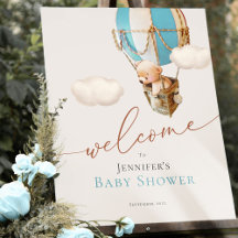 Welkomstbord Beer Baby shower Schuimbord