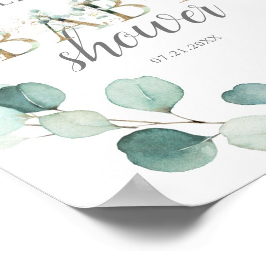 Welkomstbord Botanische Eucalyptus Baby shower Poster (Hoek)