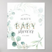 Welkomstbord Botanische Eucalyptus Baby shower Poster (Voorkant)