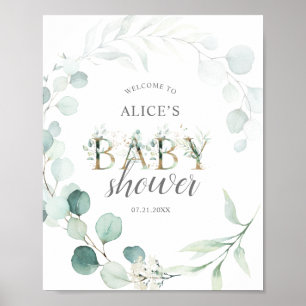 Welkomstbord Botanische Eucalyptus Baby shower Poster