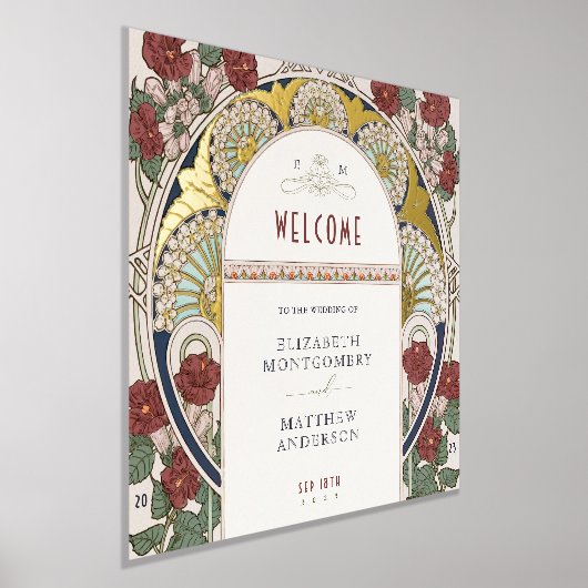 Welkomstbord Bougainvillea Bourgondië Gouden bruil Folie Afdrukken (Laagn)