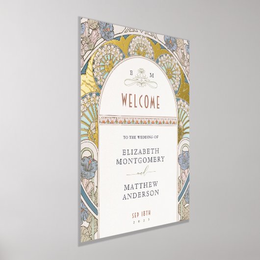 Welkomstbord Bougainvillea Gold Wedding Folie Afdrukken (Laagn)