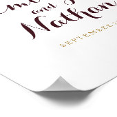 Welkomstbord Bourgogne Gold Floral Glitter Poster (Hoek)