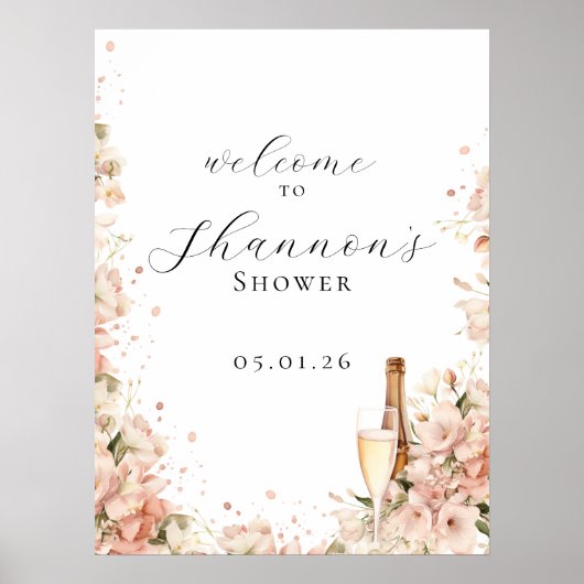 welkomstbord | Brunch & Bubbly Vrijgezellenfeest Poster (Voorkant)