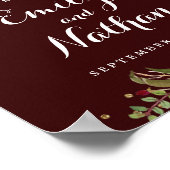 Welkomstbord Burgundy Gold Floral Herfst Poster (Hoek)