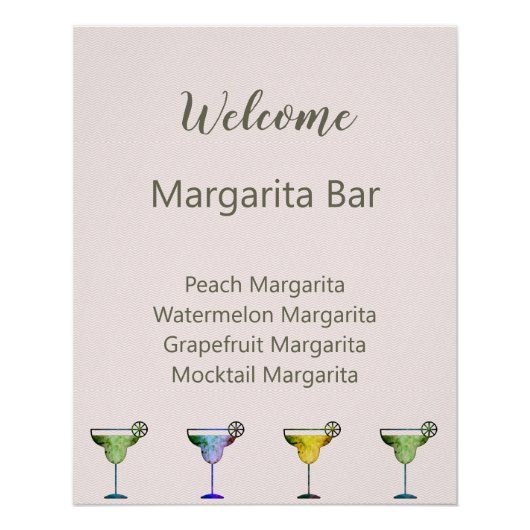 Welkomstbord Custom Margarita Bar Perfect Poster (Voorkant)