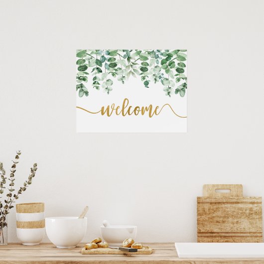 Welkomstbord Eucalyptus Greenery Poster (Keuken)