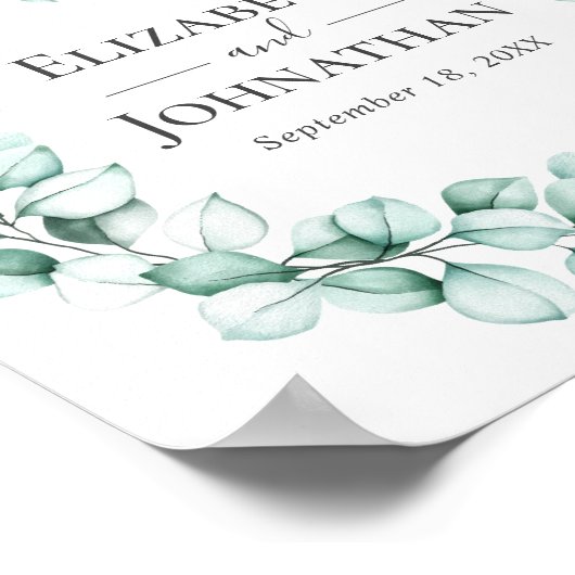 Welkomstbord Eucalyptus Greenery Wreath Poster (Hoek)