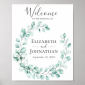 Welkomstbord Eucalyptus Greenery Wreath Poster (Voorkant)