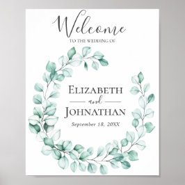 Welkomstbord Eucalyptus Greenery Wreath Poster