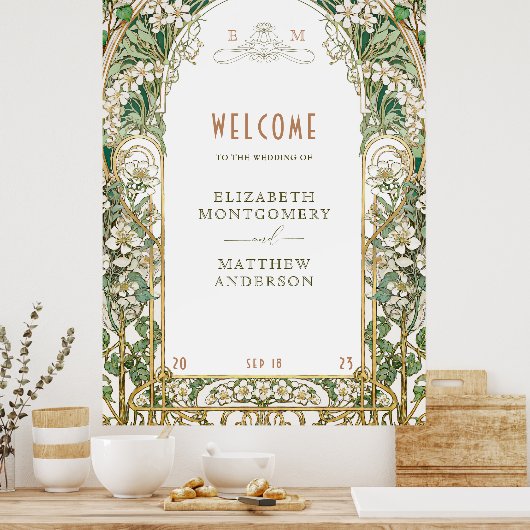 Welkomstbord Floral Arch Art Nouveau Poster (Keuken)