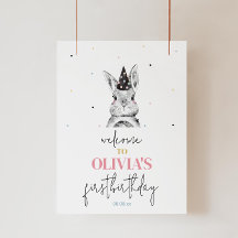 Welkomstbord Girl Bunny Rabbit Birthday Party