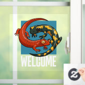 Welkomstbord Glimlachende Salamander Vrienden Cart Raamsticker (Huis)