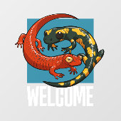 Welkomstbord Glimlachende Salamander Vrienden Cart Raamsticker (Vel)