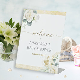 Welkomstbord - Het is een Boy Baby shower Gold Reclamebord Met Voetstuk
